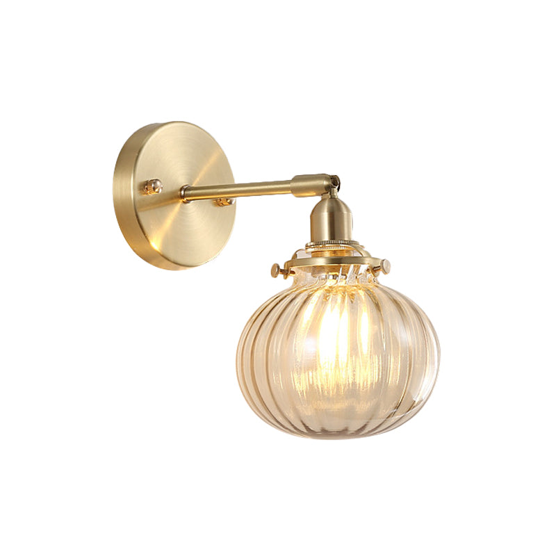 Minimalistische wereldwandlicht Champagne/Clear Prismatic Glass Single SCONCE -verlichtingsarmatuur in goud