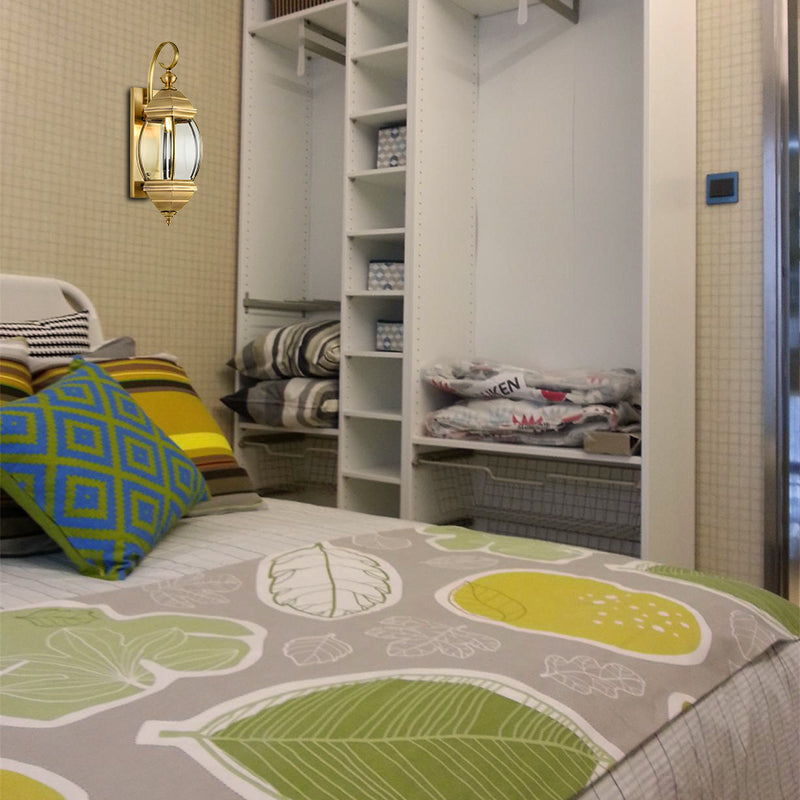 1/3-Head Metal Wall Light Traditionalism Brass Lantern Porch Wall Sconce Lighting, 7.5"/9.5" Wide