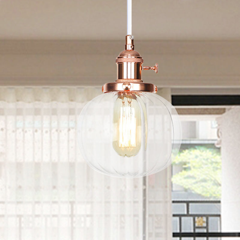 Lampada a sospensione globale Stile vintage Amber/Glass Clear Rested 1 Light Living Living Regolable Affermazione Luce in nero/Bronzo/Brass