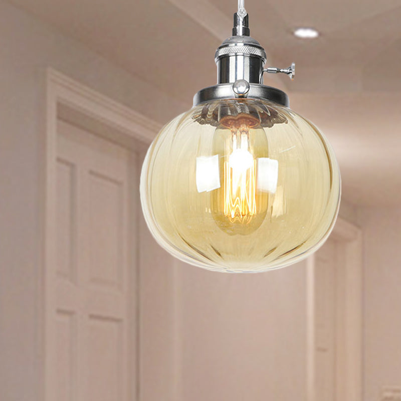 Lampada a sospensione globale Stile vintage Amber/Glass Clear Rested 1 Light Living Living Regolable Affermazione Luce in nero/Bronzo/Brass