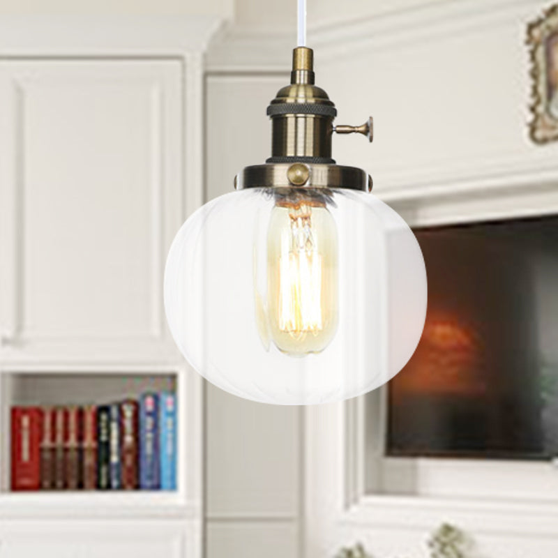 Lampada a sospensione globale Stile vintage Amber/Glass Clear Rested 1 Light Living Living Regolable Affermazione Luce in nero/Bronzo/Brass
