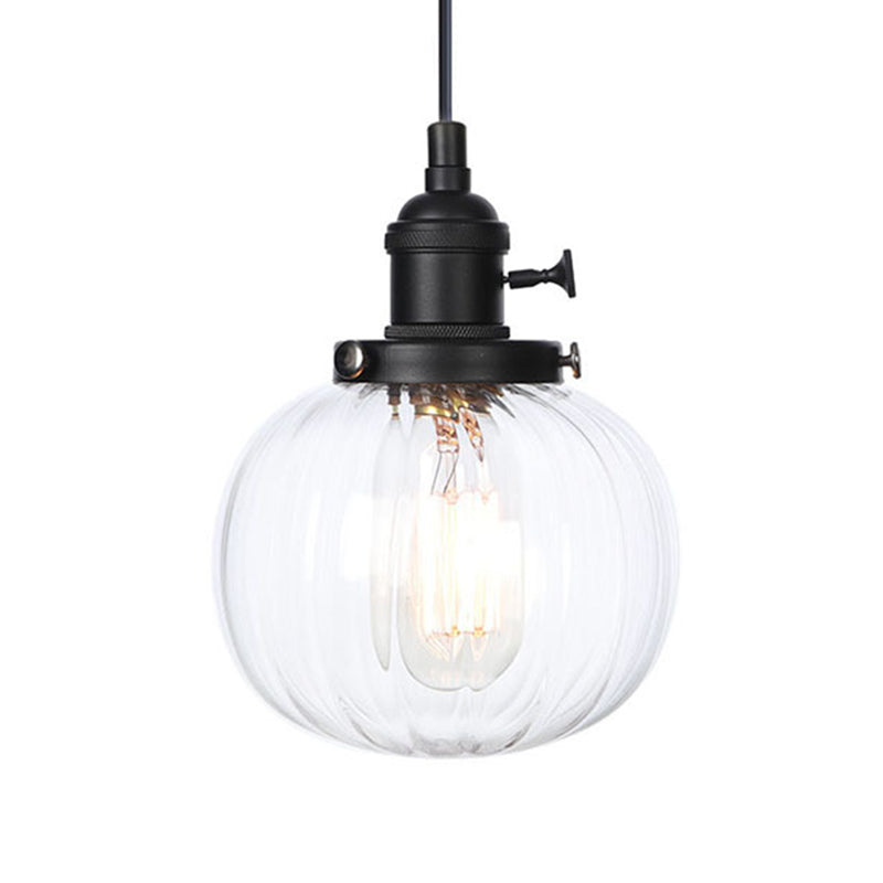 Lampada a sospensione globale Stile vintage Amber/Glass Clear Rested 1 Light Living Living Regolable Affermazione Luce in nero/Bronzo/Brass