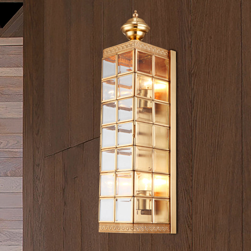 Rechteckiges Wohnzimmer Wandleuchter traditionelles Metall 1/2-Bulb-Messingwandmontageleuchte