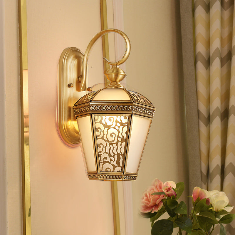 Metal Brass Wall Sconce Lighting Birdcage 1-Light Traditional Wall Light Fixture for Foyer, 6"/7.5" Wide