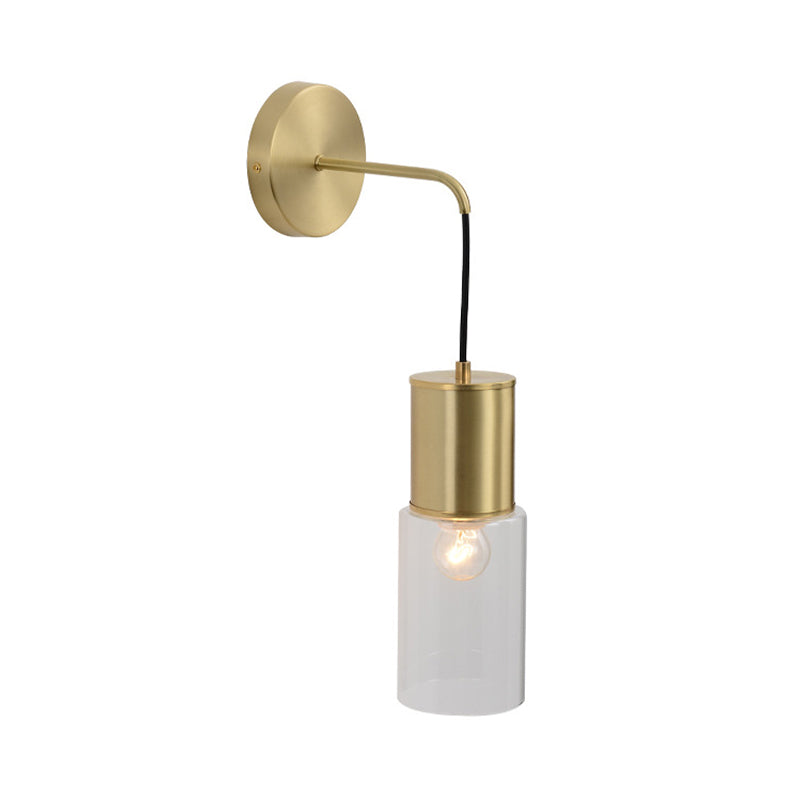 Brass Tube Wall Sconce Light Minimal Single Light Clear Glass Wall Mount Lamp Kit