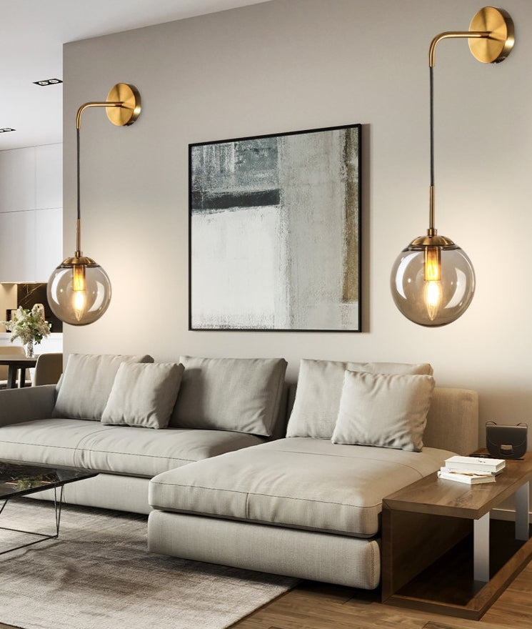 Globe Wall Mounted Lamps Vintage Simplicity Clear Glass Wall Sconce for Bedroom