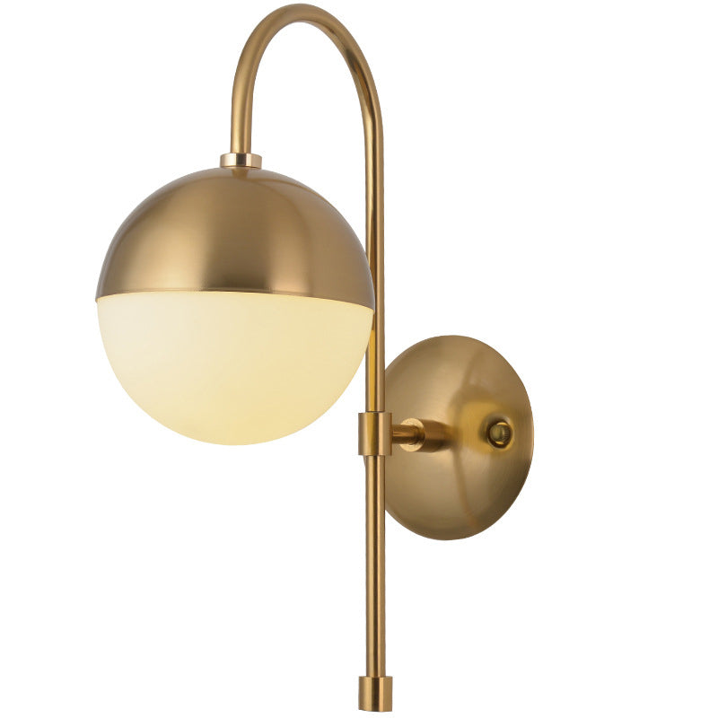 Nordic Simplicity Gooseneck Wall Lights Milky Glass Sconce Light Fixtures for Bedroom