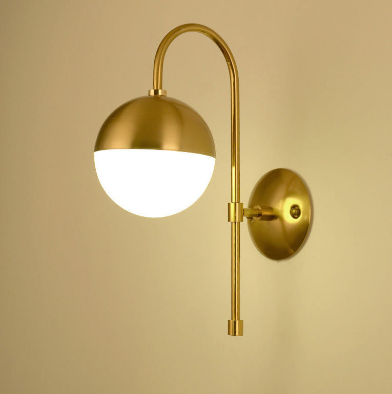 Nordic Simplicity Gooseneck Wall Lights Milky Glass Sconce Light Fixtures for Bedroom