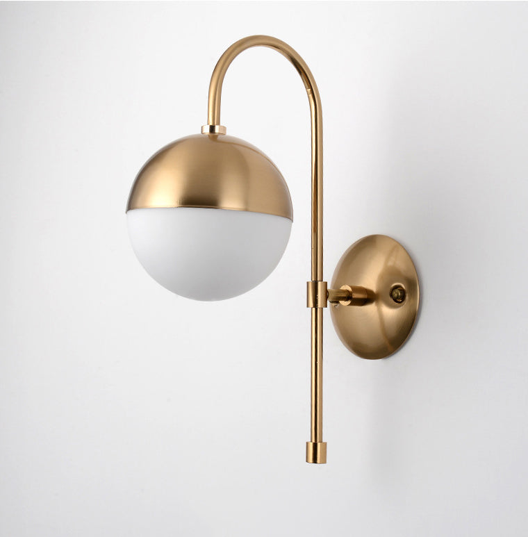 Nordic Simplicity Gooseneck Wall Lights Milky Glass Sconce Light Fixtures for Bedroom