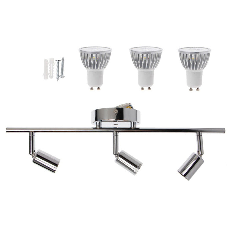 3-Lights Adjustable LED Mirror Light Simplicity Style Stainless Steel Cylindrical Vanity Light in Chrome