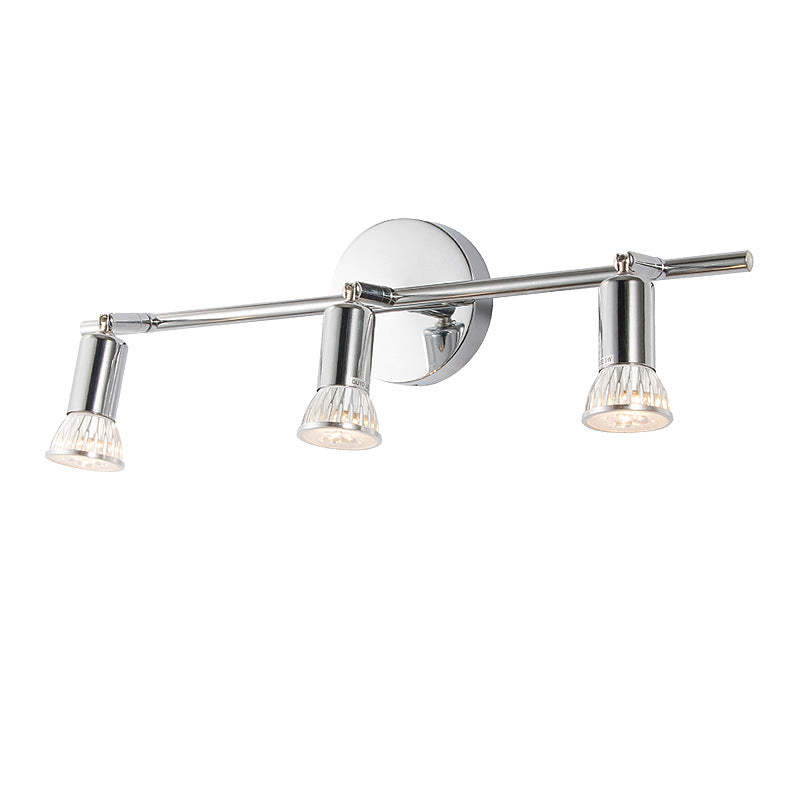 3-Lights Adjustable LED Mirror Light Simplicity Style Stainless Steel Cylindrical Vanity Light in Chrome