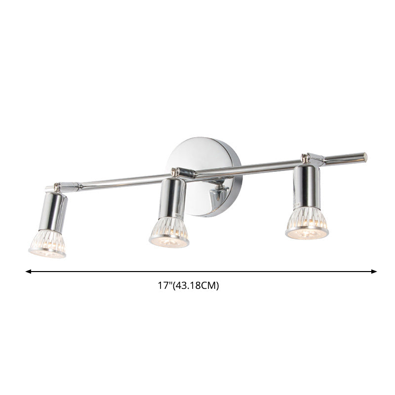 3-Lights Adjustable LED Mirror Light Simplicity Style Stainless Steel Cylindrical Vanity Light in Chrome