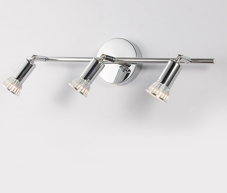 3-Lights Adjustable LED Mirror Light Simplicity Style Stainless Steel Cylindrical Vanity Light in Chrome