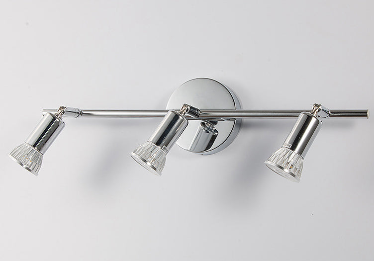 3-Lights Adjustable LED Mirror Light Simplicity Style Stainless Steel Cylindrical Vanity Light in Chrome