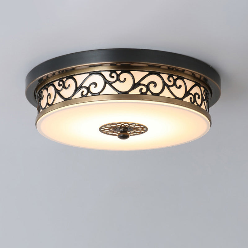 Traditionele stijl glazen inbouw plafondlamp ronde vorm inbouwverlichting voor slaapkamer