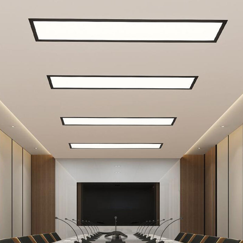 White Rectangular Flush Mount Recessed Lighting Minimalist LED Acrylic Ceiling Lamp for Office