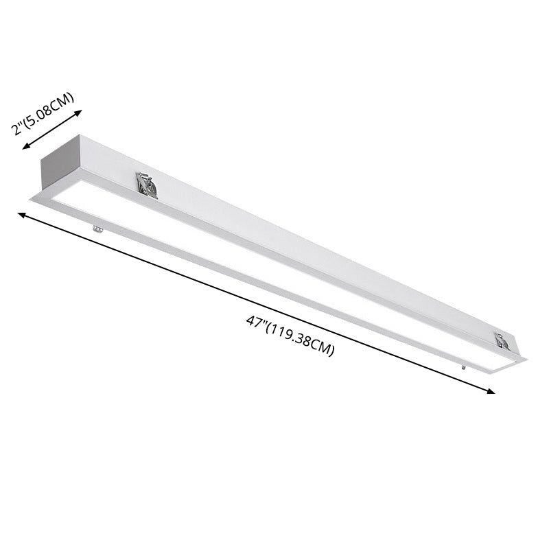 White Rectangular Flush Mount Recessed Lighting Minimalist LED Acrylic Ceiling Lamp for Office