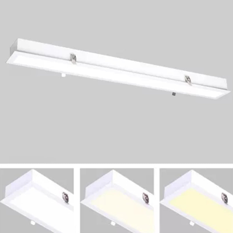 White Rectangular Flush Mount Recessed Lighting Minimalist LED Acrylic Ceiling Lamp for Office