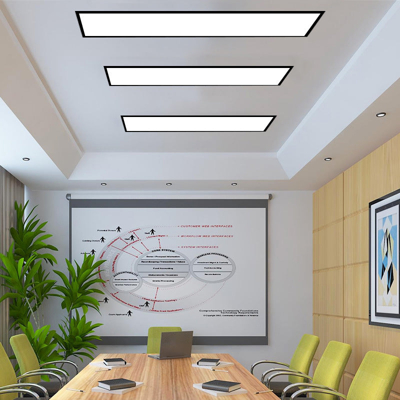 White Rectangular Flush Mount Recessed Lighting Minimalist LED Acrylic Ceiling Lamp for Office