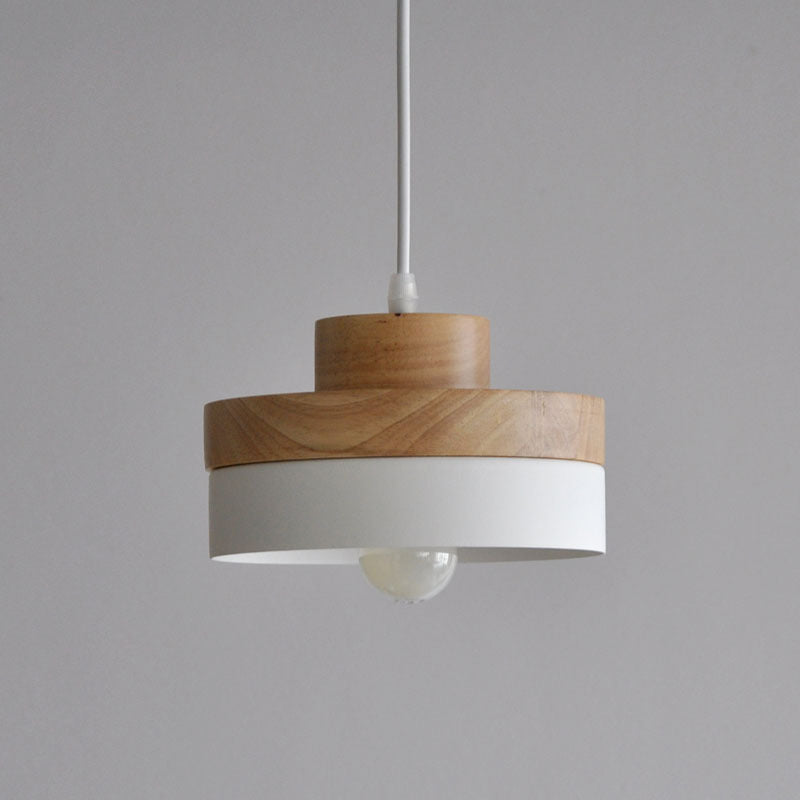 Lámpara colgante de madera de estilo japonés colgante de suspensión de tono de tono de metal para cocina