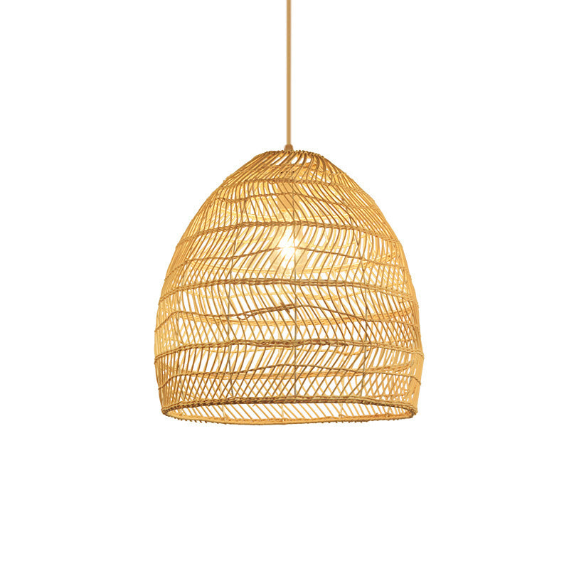 Bamboo Basket Ceiling Pendant Light Asia Style Suspension Pendant Light in Beige