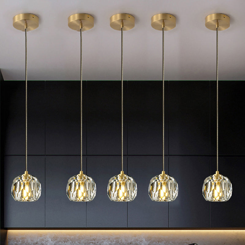 Cut Crystals Block Hanging Pendant Lights Luxury Style Pendant Light for Living Room
