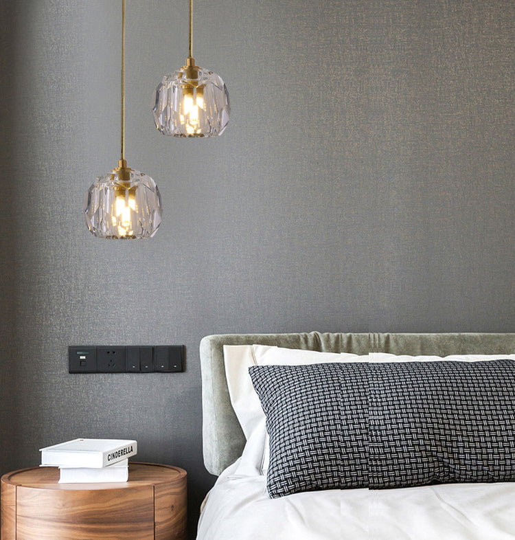 Cut Crystals Block Hanging Pendant Lights Luxury Style Pendant Light for Living Room