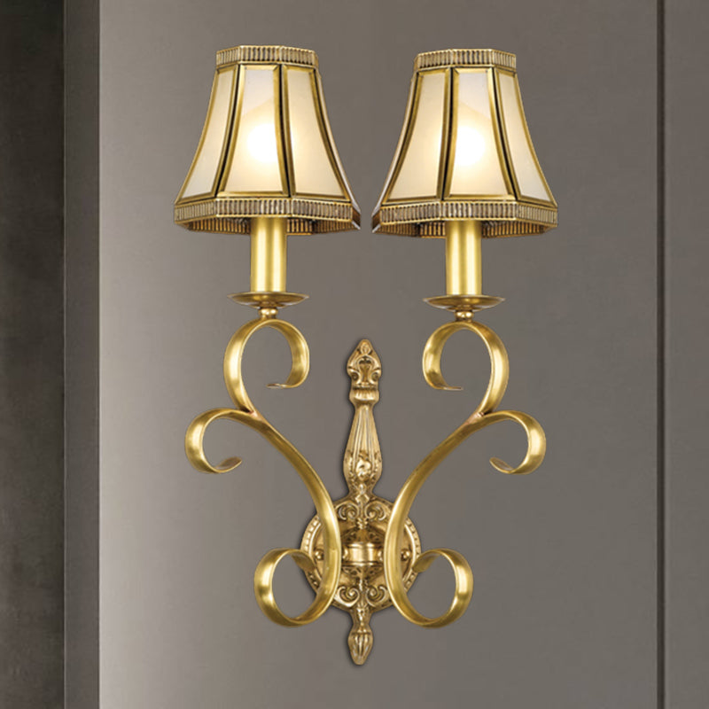 Traditionalism Conical Wall Mount Light 1/2-Light Brass Metal Wall Lighting Fixture