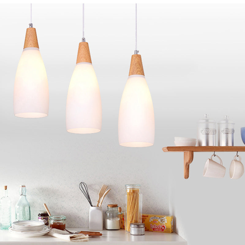 Minimalist Pendant Light Fixture White Cone Ceiling Pendant Light with Glass Shade
