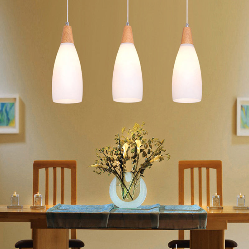 Minimalist Pendant Light Fixture White Cone Ceiling Pendant Light with Glass Shade