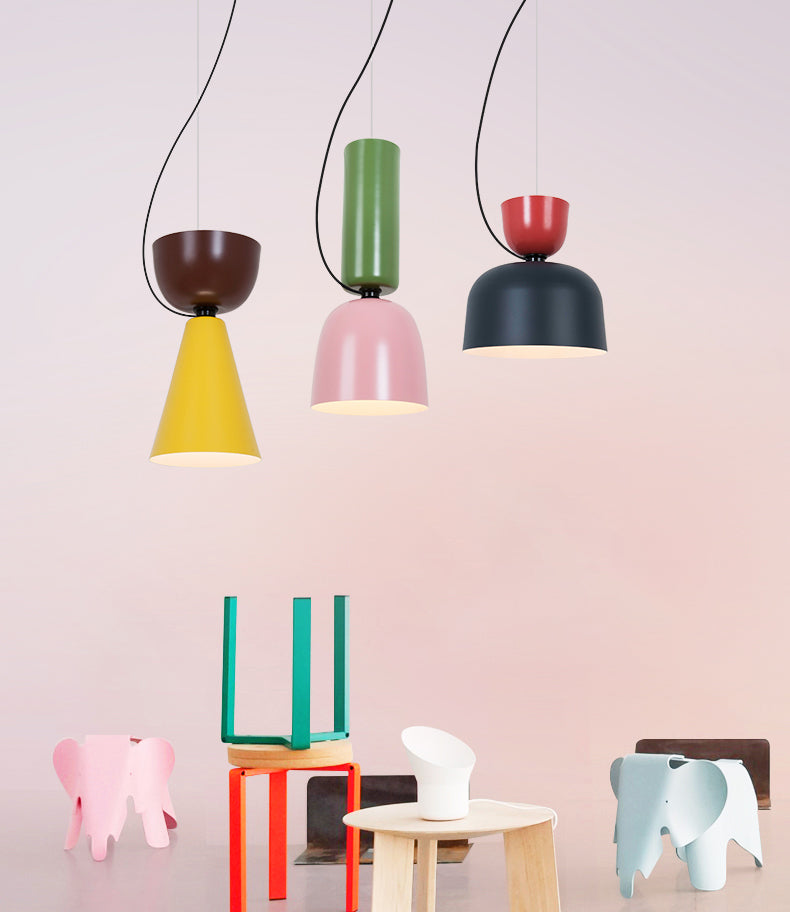 Shaded Hanging Light Fixture Nordic Style Metal Ceiling Pendant Light for Dinning Room