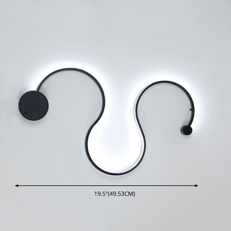 Modern Creative Simple Curved Aluminum LED Black Wall Lights