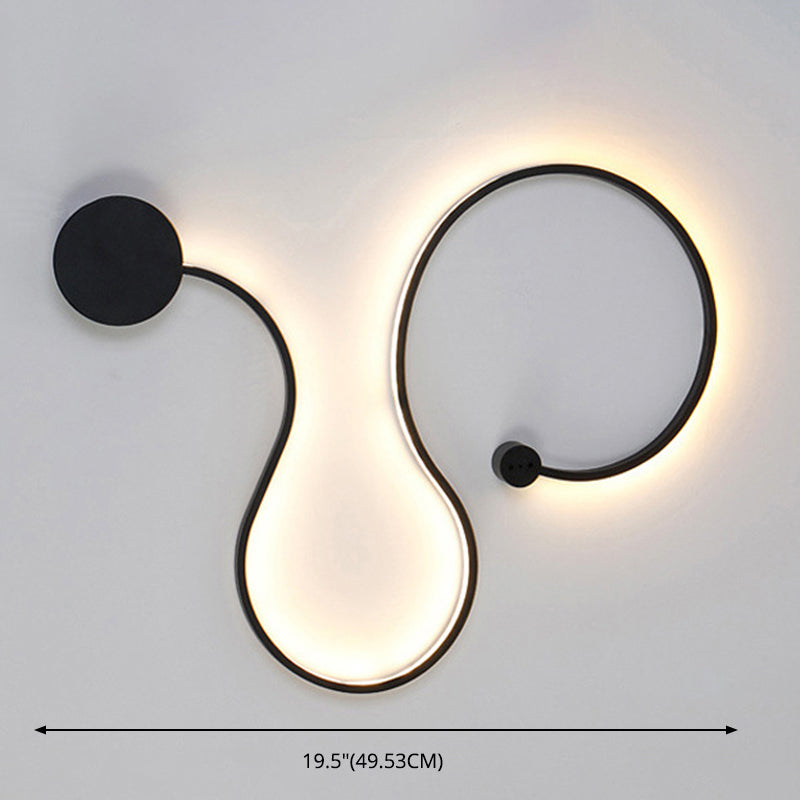 Modern Creative Simple Curved Aluminum LED Black Wall Lights