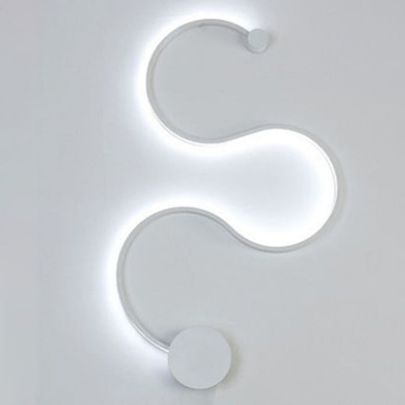 Modern Creative Simple Curved Aluminum LED Black Wall Lights