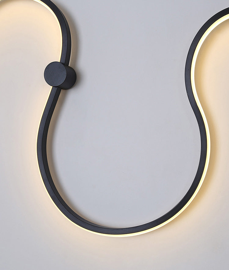 Modern Creative Simple Curved Aluminum LED Black Wall Lights