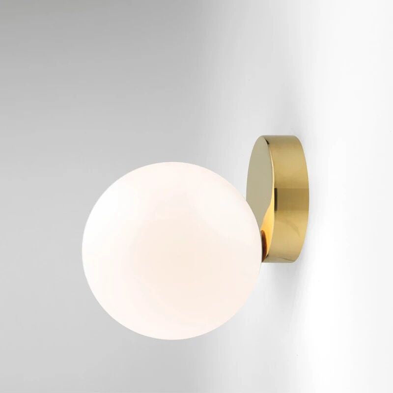 Modern Minimalist Glass Ball Wall Lamp Cream Glass 1 Head Brass Wall Light for Bedroom Living Room