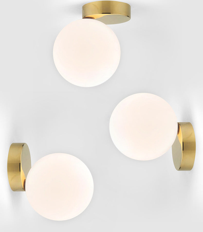 Modern Minimalist Glass Ball Wall Lamp Cream Glass 1 Head Brass Wall Light for Bedroom Living Room