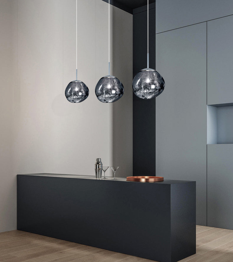 Irregular Electroplated Lava Glass Pendant Light 1 Lights Minimalist Post-modern Lighting Fixture for Restaurant Bar