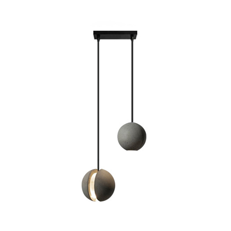 Mini Sphere Hanging Lamp Modern Cement 1 Head Restaurant Pendant Light in Grey