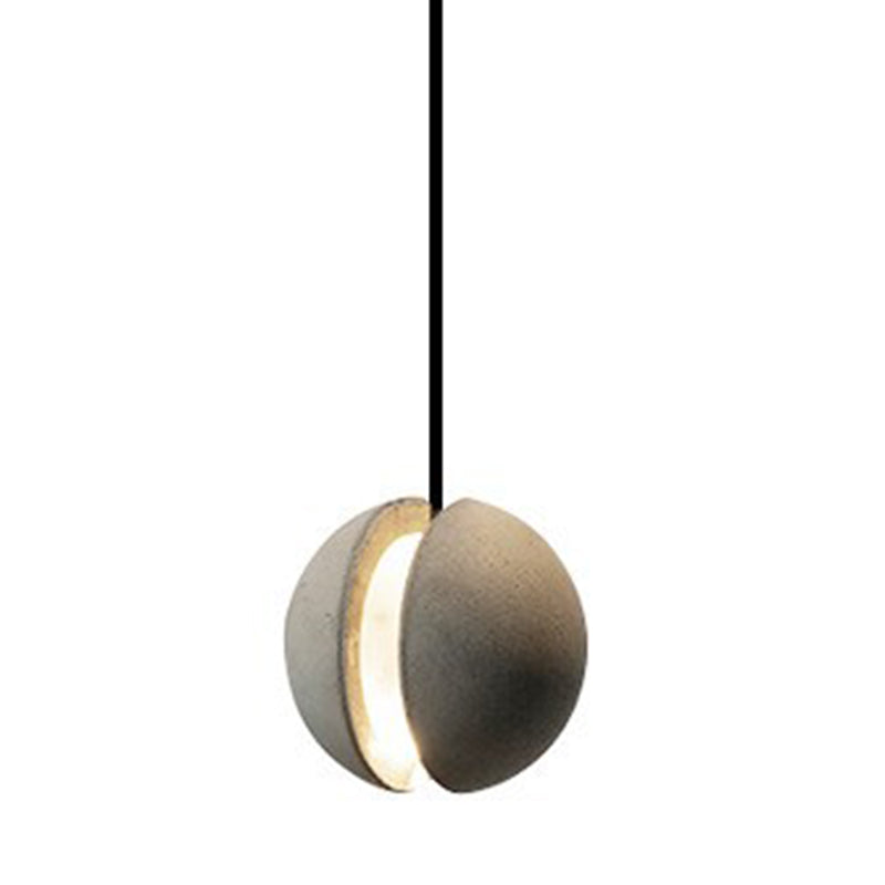Mini Sphere Hanging Lamp Modern Cement 1 Head Restaurant Pendant Light in Grey