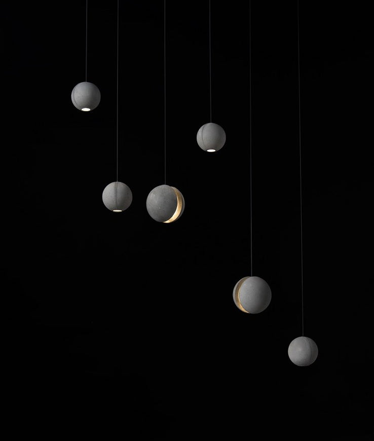 Mini Sphere Hanging Lamp Modern Cement 1 Head Restaurant Pendant Light in Grey