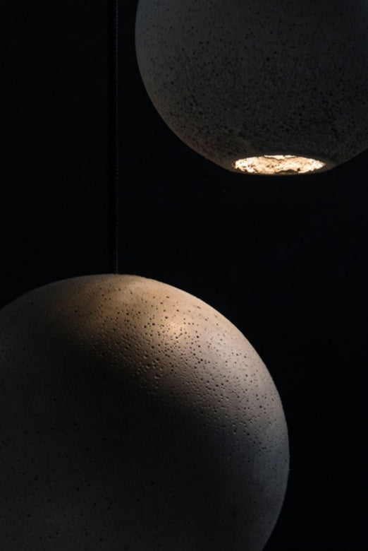 Mini Sphere Hanging Lamp Modern Cement 1 Head Restaurant Pendant Light in Grey