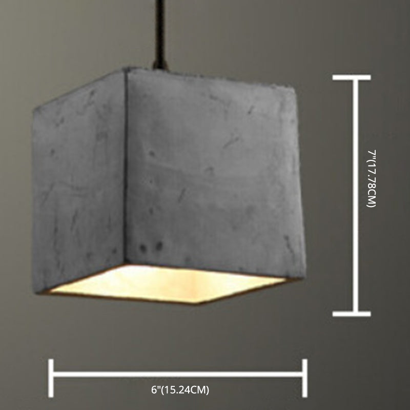 Grijze geometrische hanger lamp Minimalistisch 1-licht cementophanglicht voor eetkamer