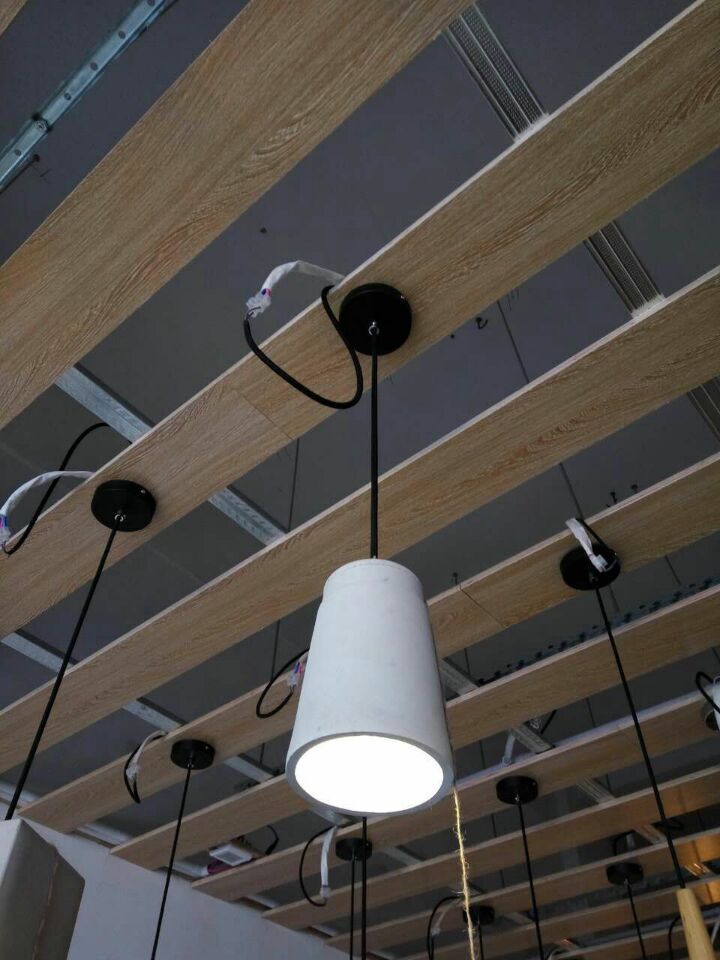 Grijze geometrische hanger lamp Minimalistisch 1-licht cementophanglicht voor eetkamer