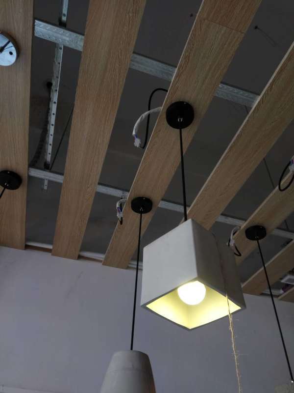 Grijze geometrische hanger lamp Minimalistisch 1-licht cementophanglicht voor eetkamer