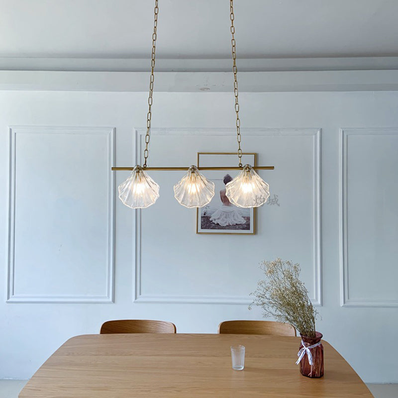 Modern Linear Hanging Pendant Lights Glass 3 Lights Island Light
