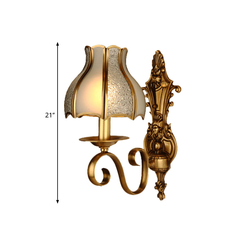 Brass 1/2-Light Wall Light Sconce Traditional Metal Curved Wall Mounted Lamp for Living Room