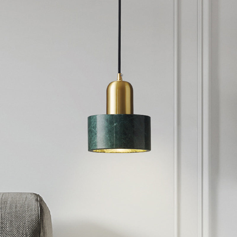 5.9 Inches Diameter Cylindrical Mini Hanging Light Modern Style Marble Single Bulb Lighting Pendant for Bedroom