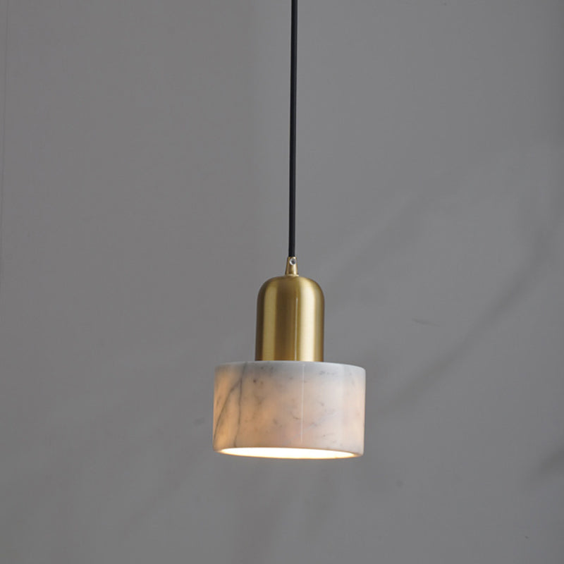 5.9 Inches Diameter Cylindrical Mini Hanging Light Modern Style Marble Single Bulb Lighting Pendant for Bedroom