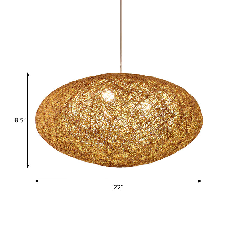 Modernismo Weave Corgante de iluminación Cordera 1 Luz colgante de bombilla en madera para el comedor
